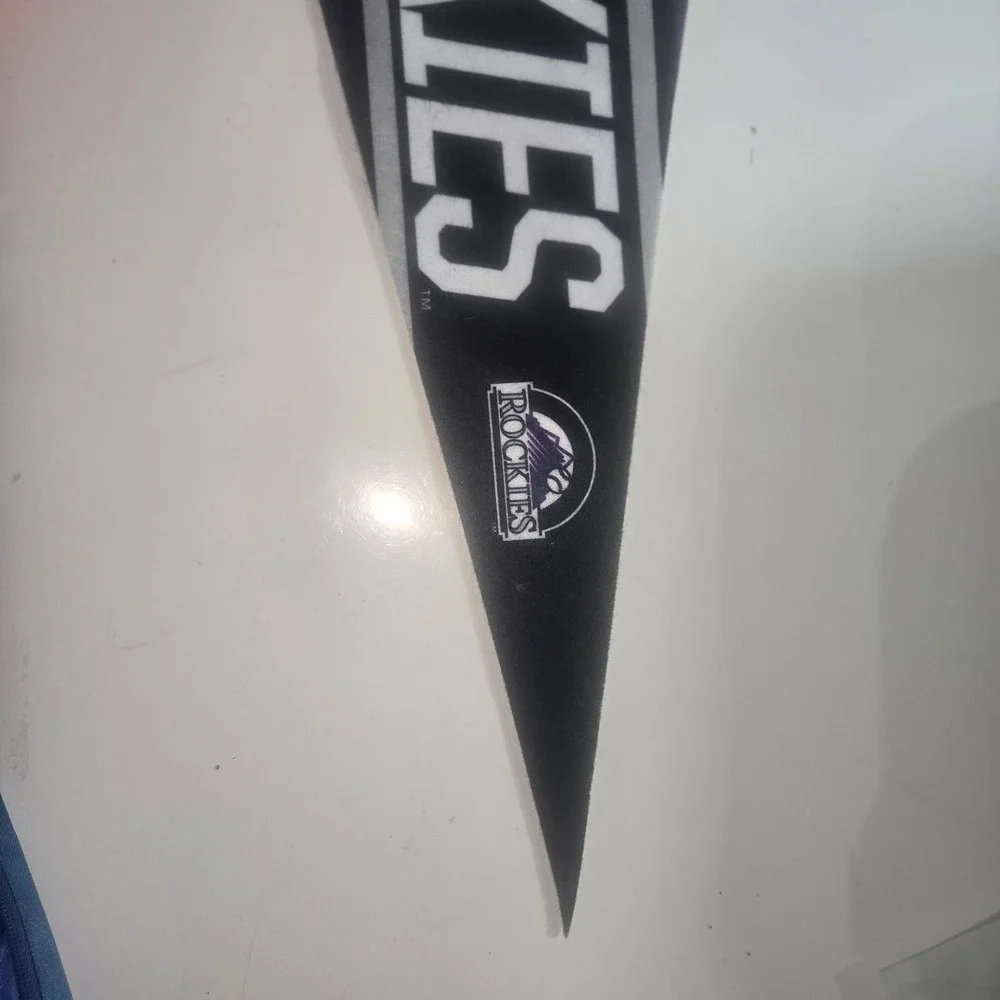 WinCraft Colorado Rockies MLB Pennant Black Felt Baseball Wall Decor Logo 12x30